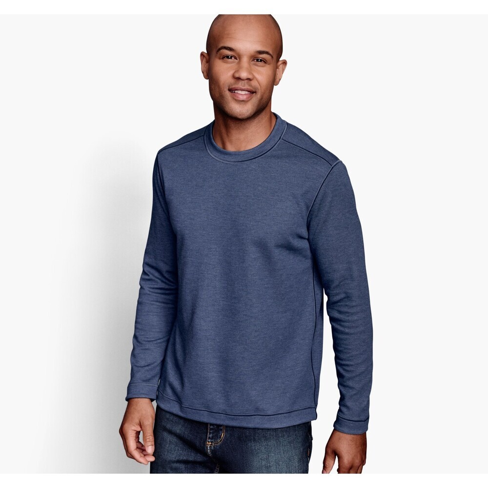 Johnston & Murphy Sweater Mens 2XL Blue Cotton Blend Reversible Crew Neck RED602
